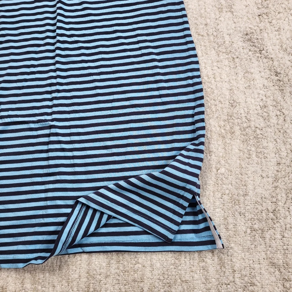 Nautica Blue Sheath V-neck Striped Sleeveless Logo Knee-length Dress - Picture 4 of 8